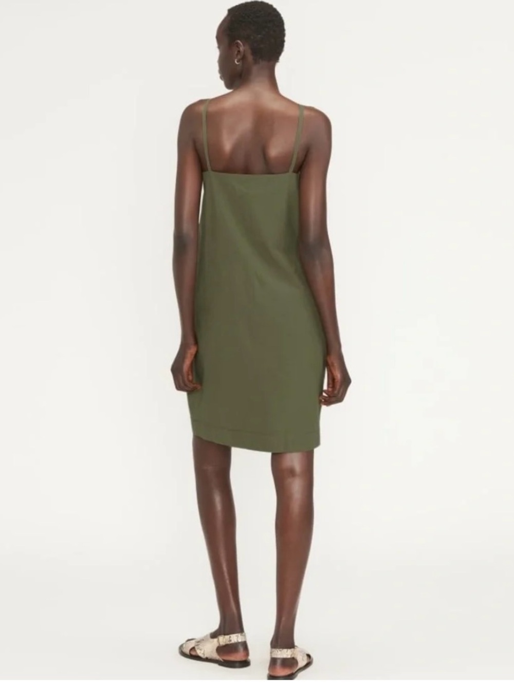 Everlane Olive Green Slip Dress NWT - Picture 3 of 5